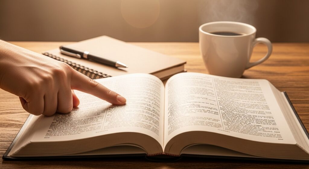 Imagem representando estudos bíblicos e devocionais que inspiram louvores e hinos renovados, com atmosfera de oração e reflexão.